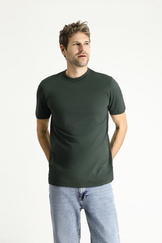  Koyu Antrasit Bisiklet Yaka Slim Fit %100 Pamuk Tişört