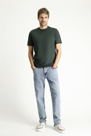  Koyu Antrasit Bisiklet Yaka Slim Fit %100 Pamuk Tişört