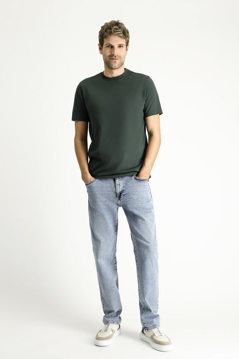 Koyu Antrasit Bisiklet Yaka Slim Fit %100 Pamuk Tişört