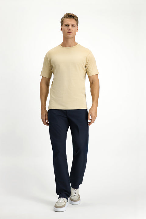 Medium Mink Crew Neck Slim Fit 100% Cotton T-Shirt