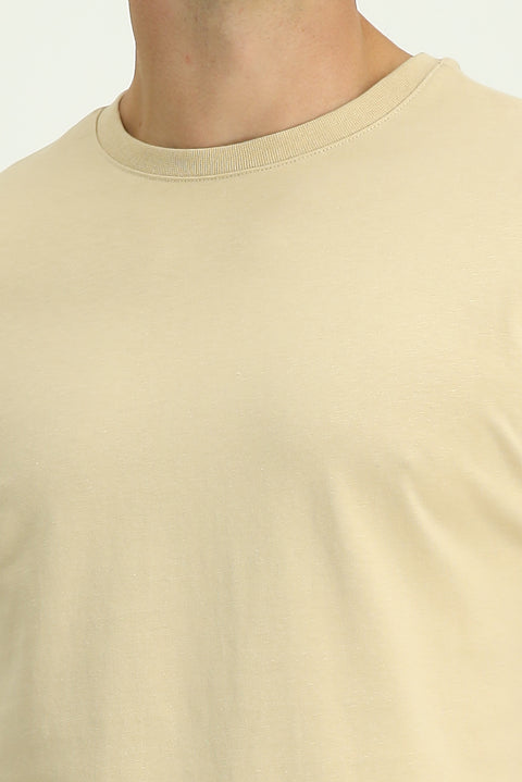Medium Mink Crew Neck Slim Fit 100% Cotton T-Shirt