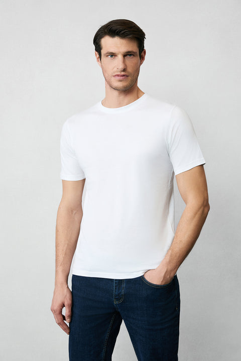 White-Black-Navy Crew Neck Slim Fit Cotton 3-Pack T-Shirt Set