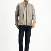 Medium Grey Stand-Up Collar Full Zip Cold-Resistant, Non-Pilling Fleece Sweatshirt with Pockets