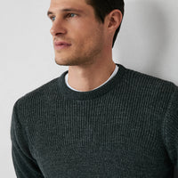 Medium Anthracite Melange Crew Neck Regular Fit Patterned Knit Sweater