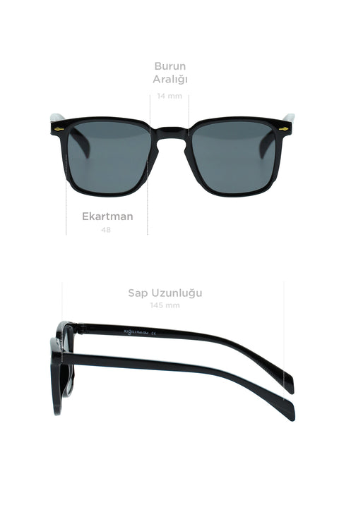 Siyah UV400 Korumalı Erkek Güneş Gözlüğü