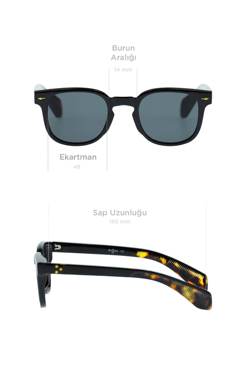 Black UV400 Protected Bone Frame Men's Sunglasses