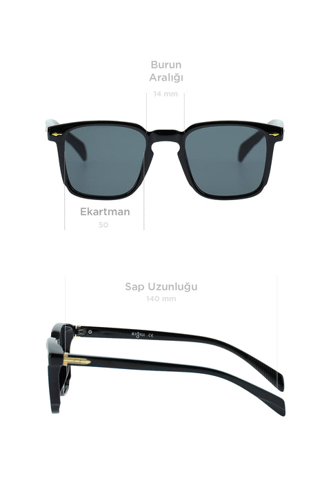Black UV400 Protected Bone Frame Men's Sunglasses