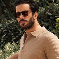 Medium Brown UV400 Protected Bone Frame Men's Sunglasses