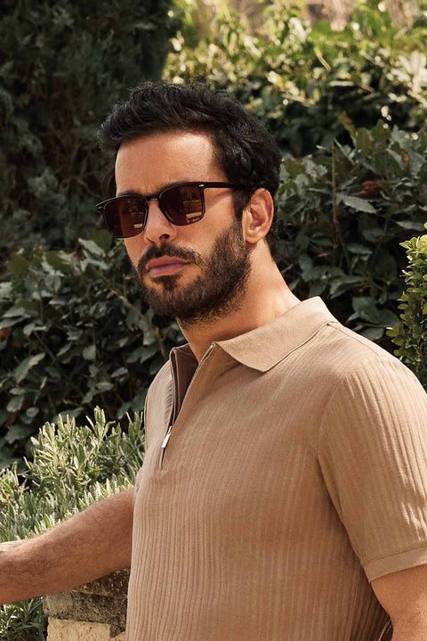 Medium Brown UV400 Protected Bone Frame Men's Sunglasses
