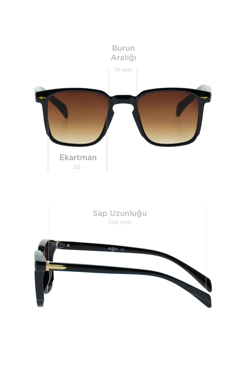 Medium Brown UV400 Protected Bone Frame Men's Sunglasses