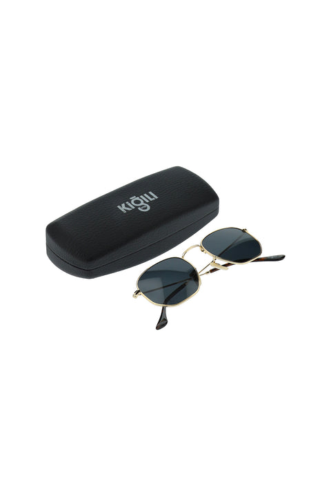Gold UV400 Protected Metal Frame Men's Sunglasses