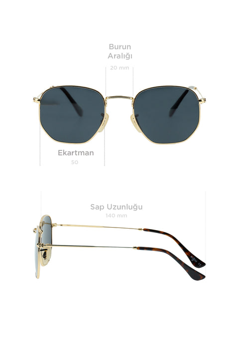 Gold UV400 Protected Metal Frame Men's Sunglasses