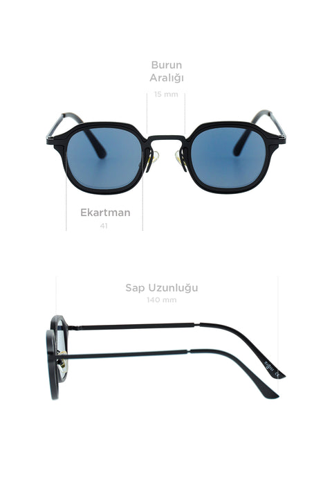Black UV400 Protected Metal Frame Men's Sunglasses
