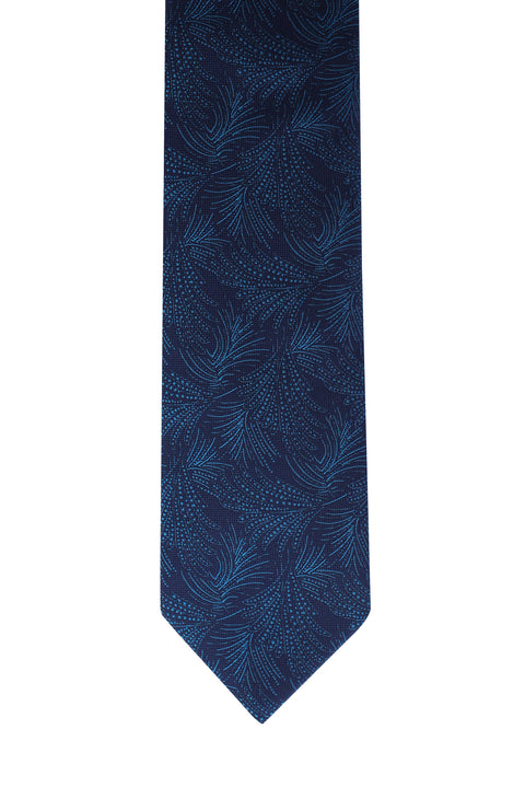 Medium Navy Patterned Tie