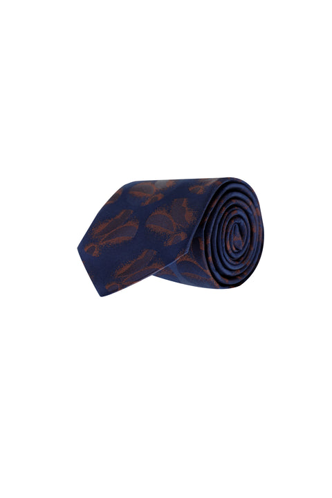 Medium Navy Patterned Tie
