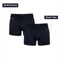 Koyu Lacivert 2'li Modal Karışımlı Boxer Seti