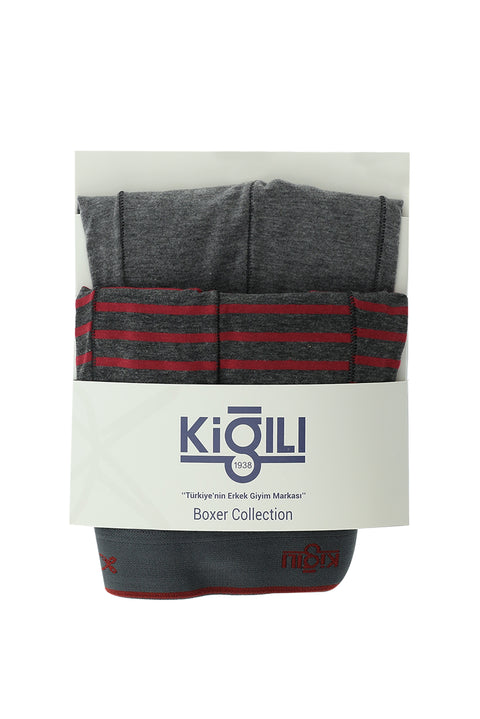 Medium Gray 2-Pack Patterned Cotton Boxer Set