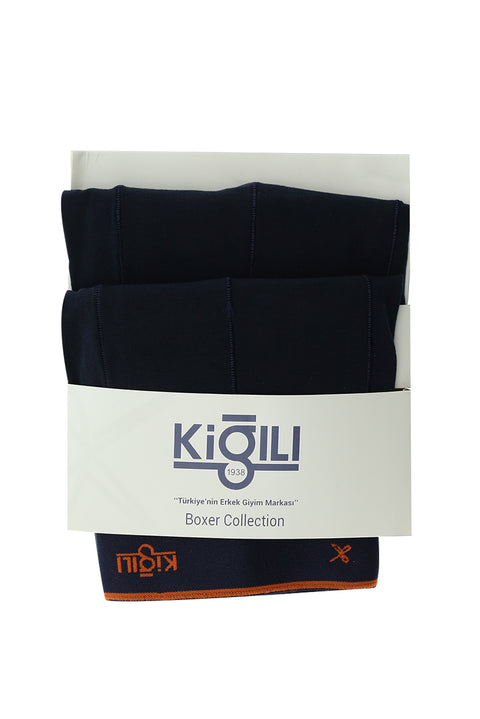 Dark Navy Blue 2-Pack Cotton Lycra Comfortable Stretch Boxer Set