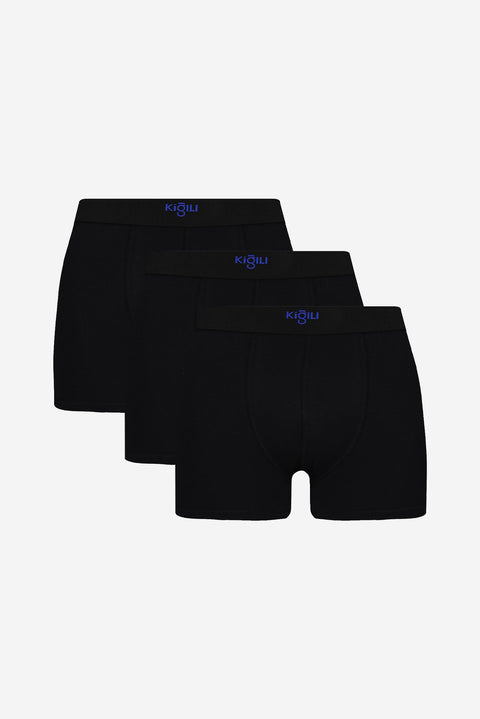 Black 3-Pack Cotton Lycra Comfortable Flexible Boxer Set