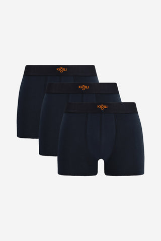  Lacivert 3'lü Pamuklu Likral? Rahat Esnek Boxer Seti-Ki??l?