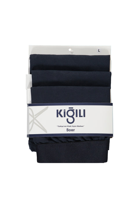 Navy Blue 3-Pack Cotton Lycra Comfortable Flexible Boxer Set