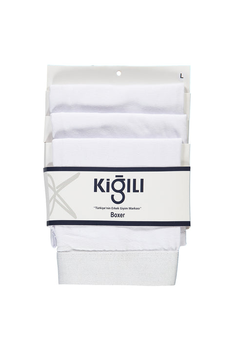 White 3-Pack Cotton Lycra Comfortable Flexible Boxer Shorts Set