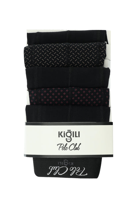 Siyah Premium 5'li Pamuklu Likralı Rahat Esnek Boxer Seti (Damat Bohçası - Çeyiz Seti)