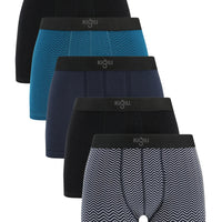 Çok Renkli Premium 5'li Pamuklu Likralı Rahat Esnek Boxer Seti (Damat Bohçası - Çeyiz Seti)