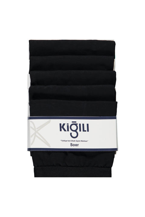 Siyah Premium 5'li Pamuklu Likralı Rahat Esnek Boxer Seti (Damat Bohçası - Çeyiz Seti)