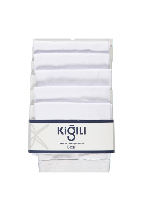 Beyaz Premium 5'li Pamuklu Likralı Rahat Esnek Boxer Seti (Damat Bohçası - Çeyiz Seti)