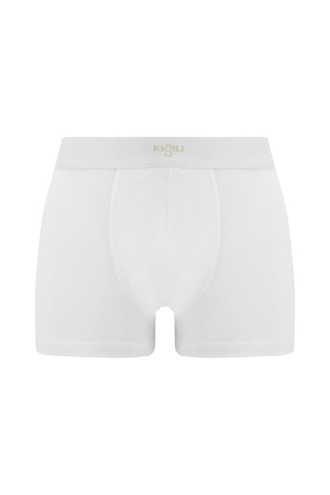 Beyaz Premium 5'li Pamuklu Likralı Rahat Esnek Boxer Seti (Damat Bohçası - Çeyiz Seti)