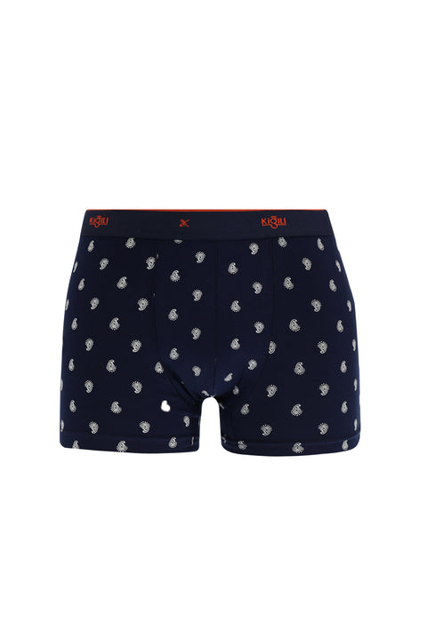 Dark Navy Blue 2-Piece Patterned Boxer Set
