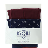 Dark Navy Blue 2-Piece Patterned Boxer Set