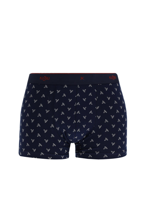Dark Navy Blue 2-Piece Patterned Boxer Set