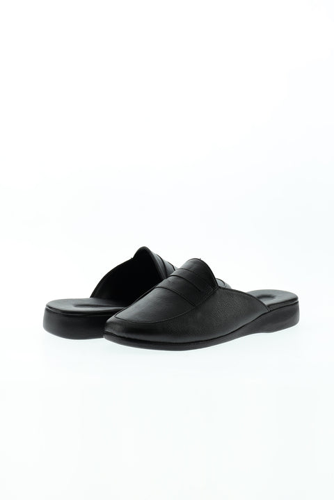 Black Patterned House Slippers