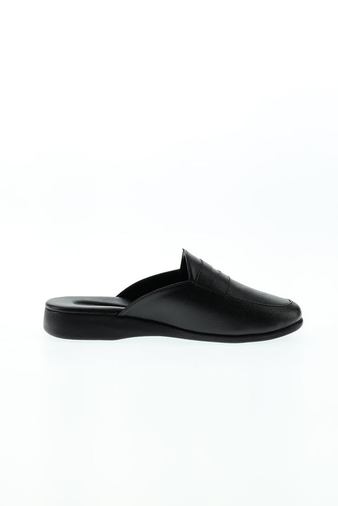 Black Patterned House Slippers