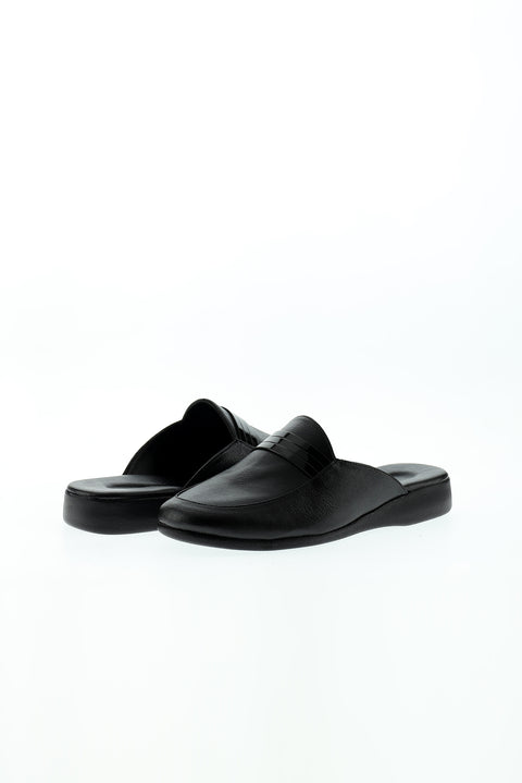 Black Patterned House Slippers
