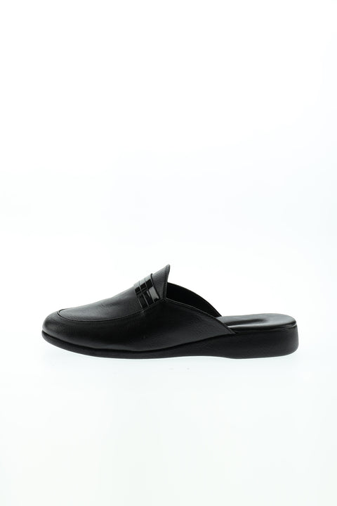 Black Patterned House Slippers