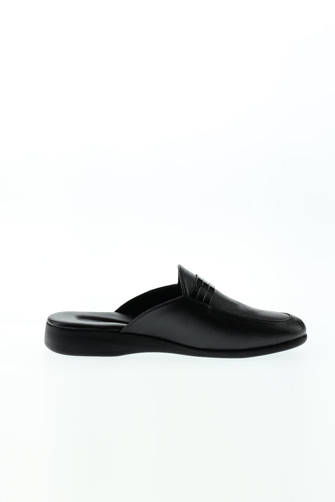 Black Patterned House Slippers