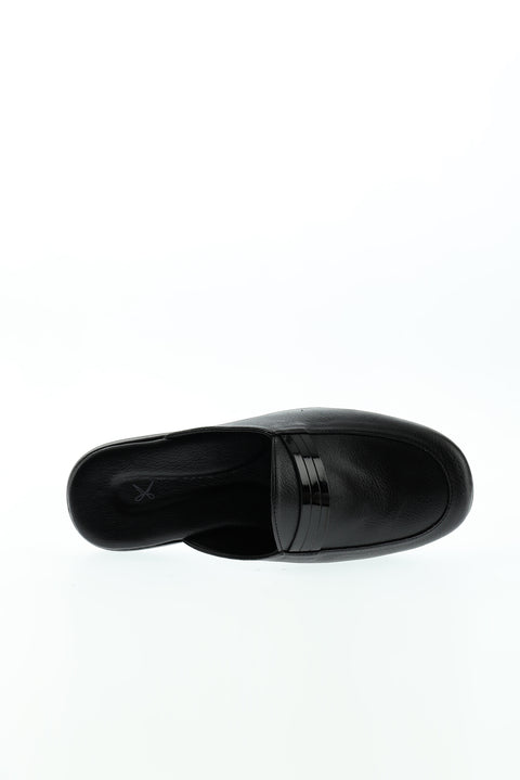 Black Patterned House Slippers