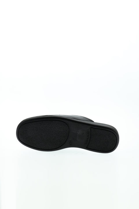Black Patterned House Slippers