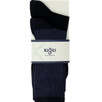 Medium Navy Blue 2-Pack Cotton Patterned Socks