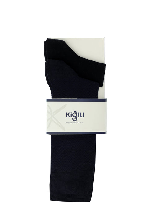 Navy Blue 2-Pack Cotton Patterned Socks