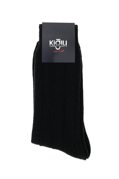 Black Single Wool Thermal Socks