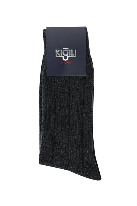 Medium Anthracite Melange Single Wool Thermal Socks