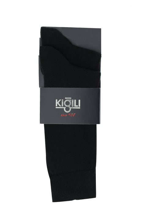 Black 2-Pack Plain Cotton Socks Set