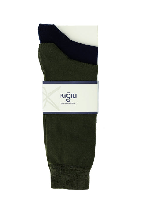 Medium Navy Blue 2-Pack Plain Cotton Socks Set