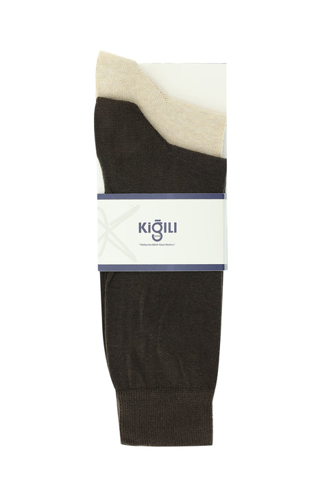 Medium Brown 2-Pack Plain Cotton Socks Set