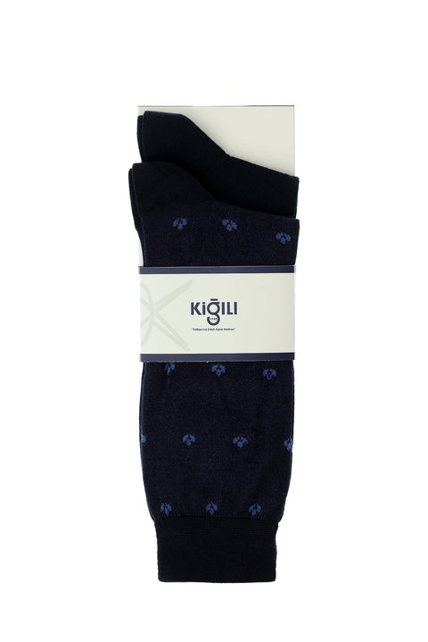 Light Navy Blue 2-Pack Plain Cotton Socks Set