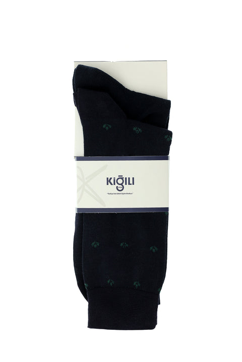 Medium Navy Blue 2-Pack Plain Cotton Socks Set